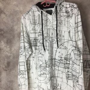 Creative Destruction SweatShirt Hoodie Large Blue Print Design Mens